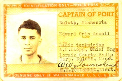 1944 Picture Identification card for Ed Ansell