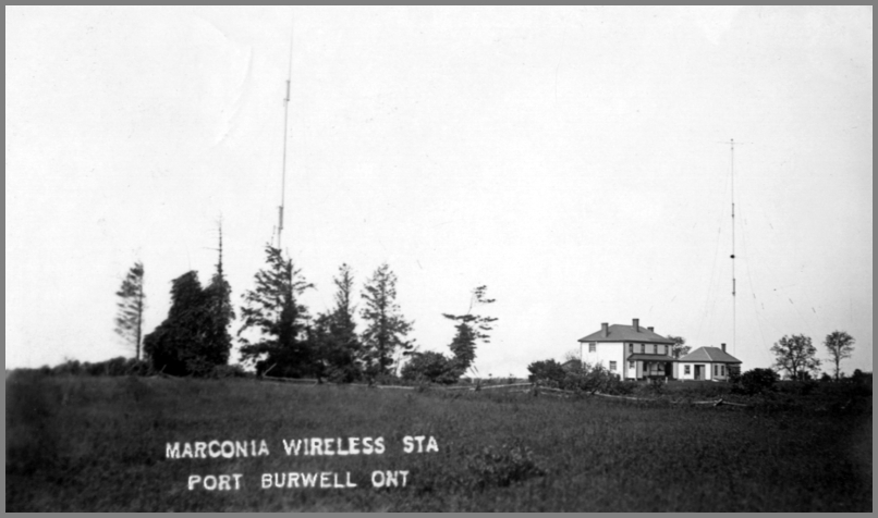 Postcard image of Marconi Station at Port Burnwell, Ont.
