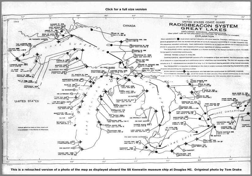 Image of a Map of 1965 Great Lakes redio beacons