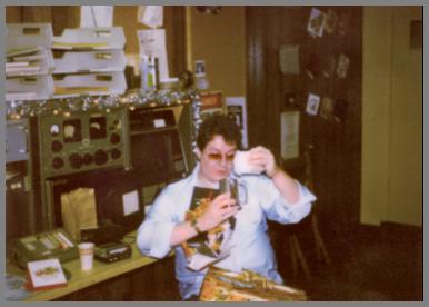 Manager, Tony Garofalo at the WCM console - Christmas 1979