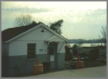 The concrete block WFN building in the Jeffboat yard.