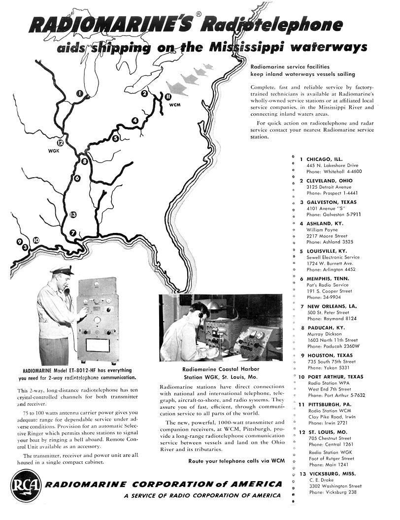 Image of ad showing the RMCA stations, service centers, and shipboard gear and WGK operation position