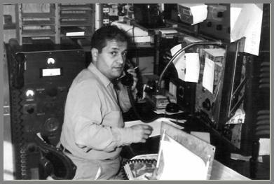 Radio operator at control position