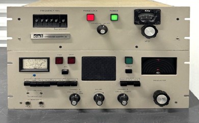 Large rack mount RX - 2 panels high - thumb wheel and VFO knob frequency setting - multiple push buttons - S meter - 5  knobs and 5 pilot lights